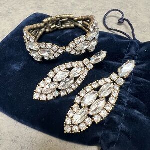 NWOT J.Crew Art Deco Gold, Bronze Crystal Glass Statement Bracelet ONLY